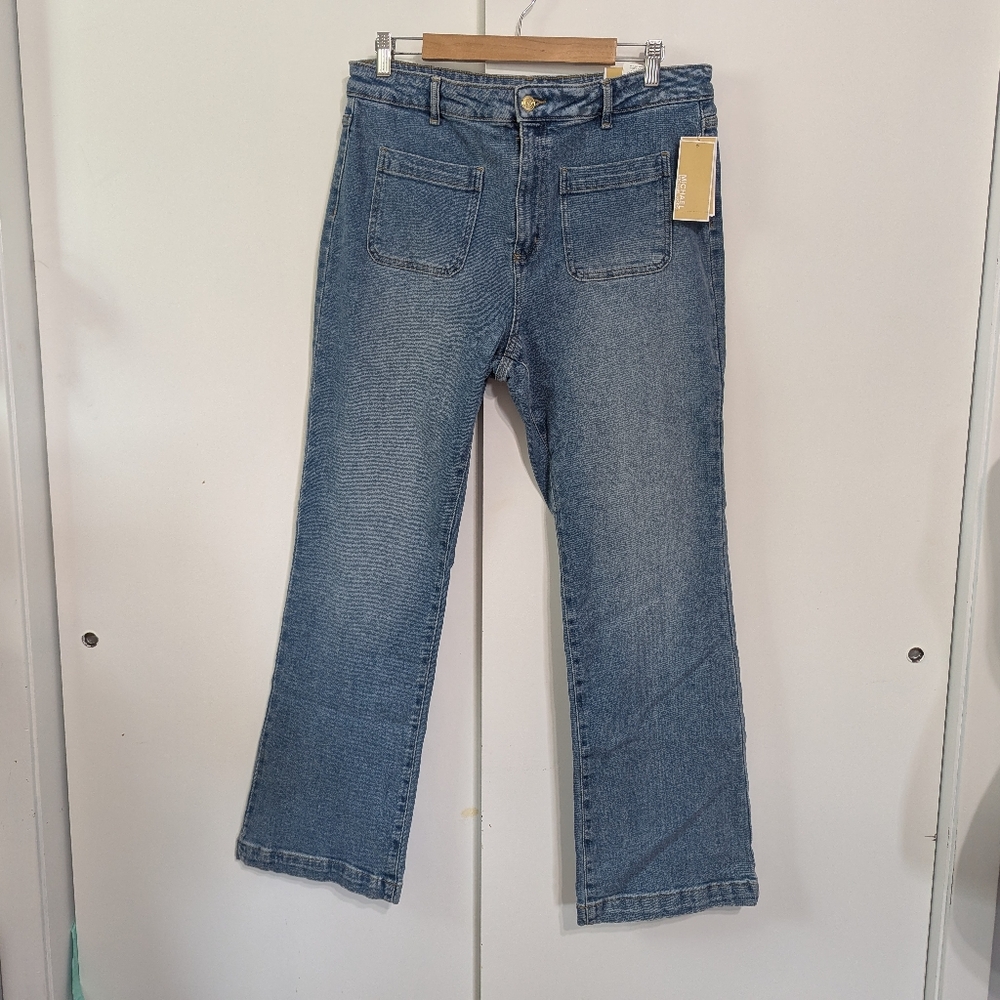 Michael Kors Blue Flare Wide Leg Jeans